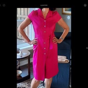 HUGO BOSS Fuchsia Midi Dress with Belt